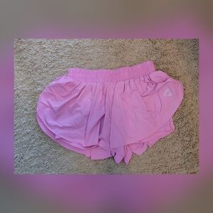 Pink Women's Athletic Ruffle Shorts with Elastic Waistband